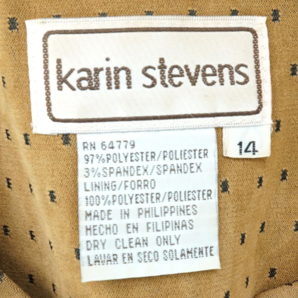 Karin Stevens Vintage 1990's Button Front Women's Jacket Blazer‎ Brown Size 14 - Picture 5 of 6